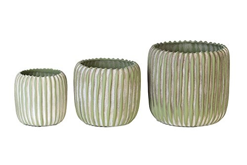Casablanca Übertopf Laotse grün/braun /creme D 20 cm 2er Set matt Keramik