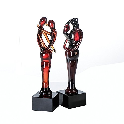 Casablanca Glasskulptur Paar orange/rot 4er Set 2 fach...