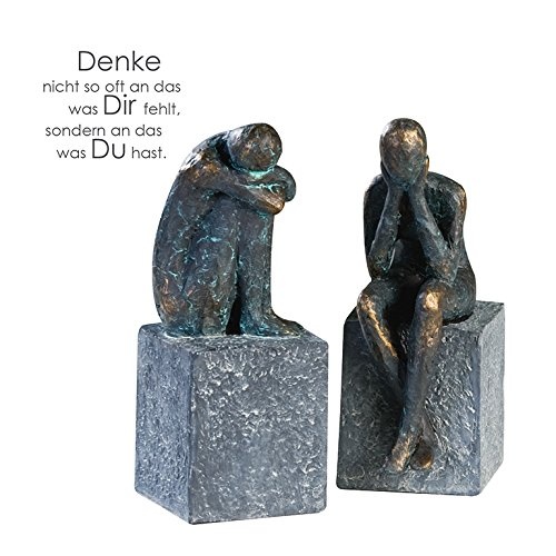 Casablanca Skulptur Lonely Poly m.grauer Base 2 fach sortiert 2er Set H.16/B 6 cm Anhäng.mit indiviD Spruch