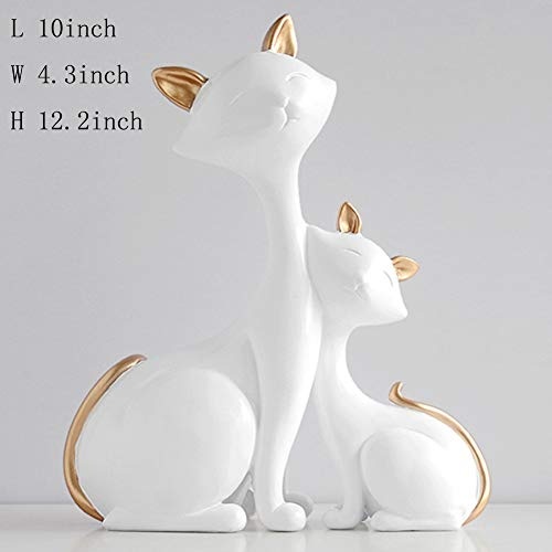 Skulpturen Harz-skulpturale,Tiere Design Figur Desktop-Handwerk Dekorationen Art Home Decor Harz-Katze-schmuck Garten Weiß 12.2Zoll