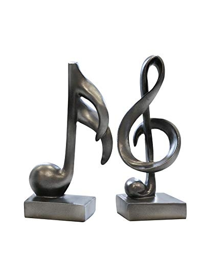 Moderne Skulptur Deko Objekt Music anthrazit Notenschlüssel und Note Poly Höhe 18 cm