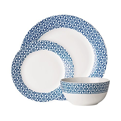 Premier Housewares Avie 12pc Cvasablanca Tafelgeschirr (Mob), Blue, Porcelain