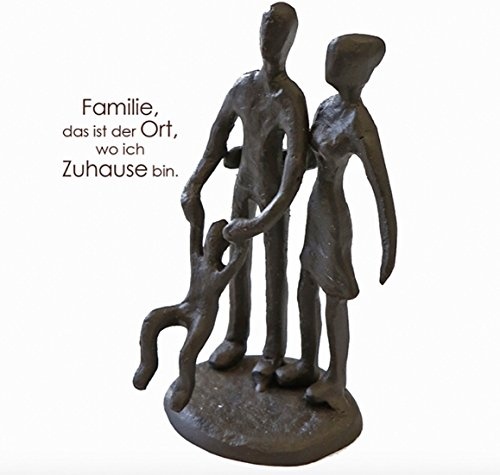 CMD Themen Figur, Skulptur mit Spruch und Weisheit  Familie, DAS IST DER Ort WO ICH ZUHAUSE Bin , aus Eisen BRÜNIERT, durch wundervolles Design in Szene gesetzt, 10 x 6 x 4 cm