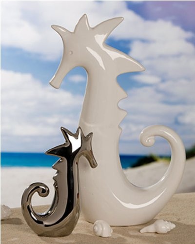 Casablanca Figur Seepferdchen Keramik weiß 18cm