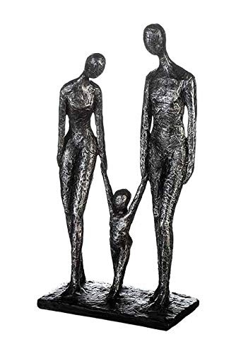 Extravagante Skulptur FAMILY antik-silber aus Poly...