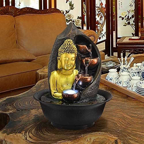 Sculptures Dekoration Handwerk,Tischdekoration Wasser-brunnen Buddha-Landschaft-Dekoration Home Decoration-D 11inch