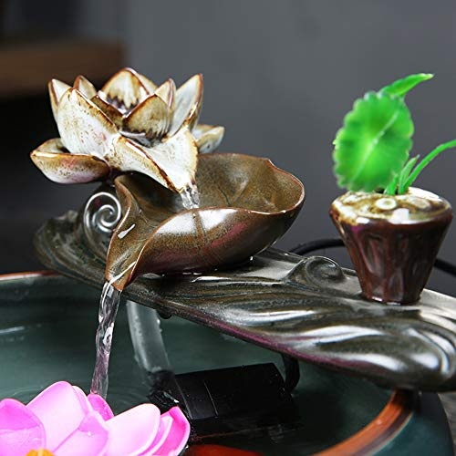 Skulpturen Keramik brunnen,Zimmerbrunnen luftbefeuchtung Fengshui innendekoration Keramik-tischplatte brunnen Desktop-Wasserfall Wohnzimmer hausmöbel-Fließender Wasserbrunnen 8.3Zoll