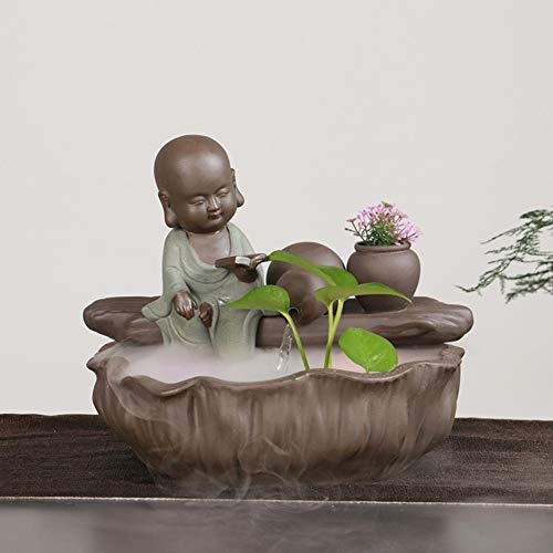 Skulpturen Keramik brunnen,Wohnzimmer hausmöbel Dekorative wohnzimmerbüro Zen-tischplatten-wasserbrunnen Fengshui innendekoration Buddha-brunnen-Wasserfontäne 11.8Zoll