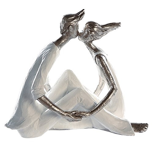 Casablanca Design - Skulptur Kiss me - weiß, silber,  HxBxT 15 x 19 x 10 cm