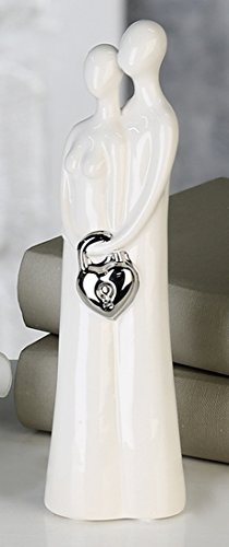 Figur Love Lock aus Keramik in weiß glänzend...