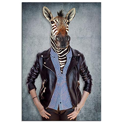 decomonkey Bilder Tiere Abstrakt 60x90 cm 1 Teilig Leinwandbilder Bild auf Leinwand Wandbild Kunstdruck Wanddeko Wand Wohnzimmer Wanddekoration Deko Zebra Porträt