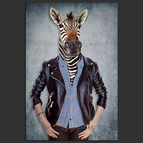 decomonkey Bilder Tiere Abstrakt 60x90 cm 1 Teilig Leinwandbilder Bild auf Leinwand Wandbild Kunstdruck Wanddeko Wand Wohnzimmer Wanddekoration Deko Zebra Porträt