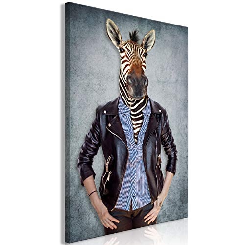 decomonkey Bilder Tiere Abstrakt 60x90 cm 1 Teilig Leinwandbilder Bild auf Leinwand Wandbild Kunstdruck Wanddeko Wand Wohnzimmer Wanddekoration Deko Zebra Porträt