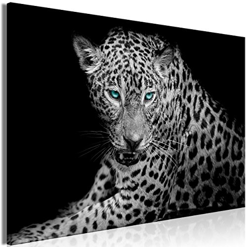 decomonkey Akustikbild Leopard Afrika 120x80 cm 1 Teilig Bilder Leinwandbilder Wandbilder XXL Schallschlucker Schallschutz Akustikdämmung Wandbild Deko leise Tiere Schwarz Grau