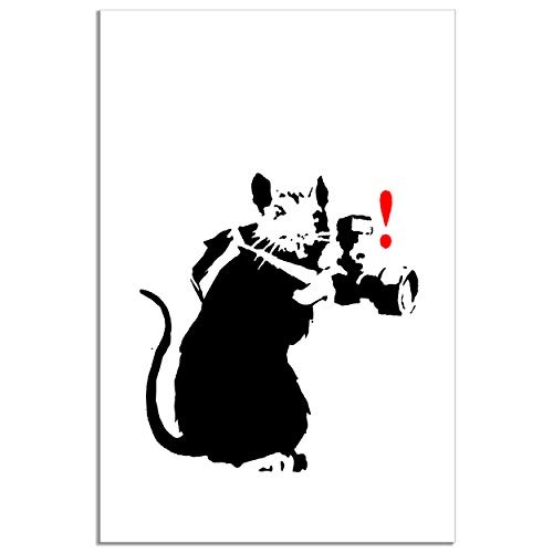 decomonkey Bilder Ratte 80x120 cm 1 Teilig Leinwandbilder Bild auf Leinwand Wandbild Kunstdruck Wanddeko Wand Wohnzimmer Wanddekoration Deko Tiere schwarz-weiß