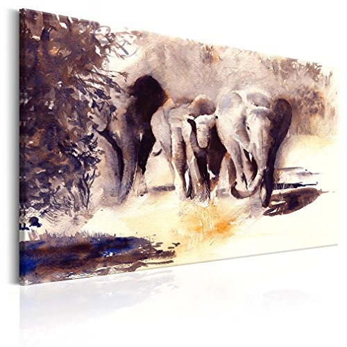 decomonkey Bilder Elefant 90x60 cm 1 Teilig Leinwandbilder Bild auf Leinwand Wandbild Kunstdruck Wanddeko Wand Wohnzimmer Wanddekoration Deko Afrika Tiere Abstrakt