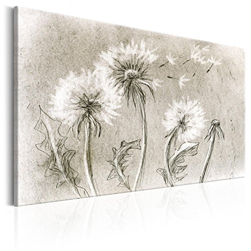 decomonkey Bilder Pusteblume 120x80 cm 1 Teilig Leinwandbilder Bild auf Leinwand Wandbild Kunstdruck Wanddeko Wand Wohnzimmer Wanddekoration Deko Aquarell Blumen grau