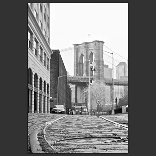 decomonkey Akustikbild New York 80x120 cm 1 Teilig Bilder Leinwandbilder Wandbilder XXL Schallschlucker Schallschutz Akustikdämmung Wandbild Deko leise Brooklyn Bridge Architektur