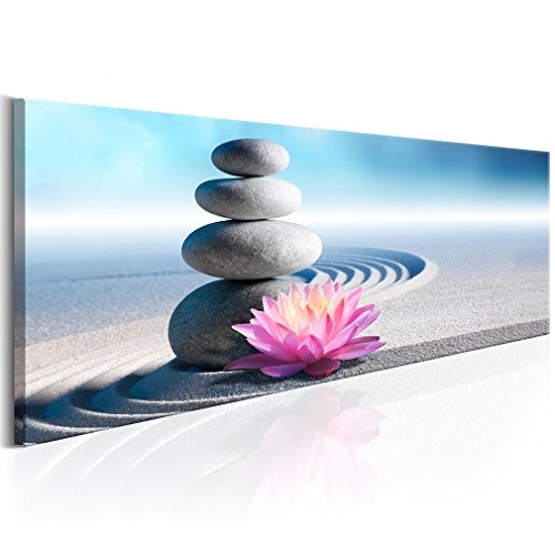 decomonkey Bilder Zen Spa 120x40 cm 1 Teilig Leinwandbilder Bild auf Leinwand Vlies Wandbild Kunstdruck Wanddeko Wand Wohnzimmer Wanddekoration Deko Natur Stein Bambus Lotus Buddha