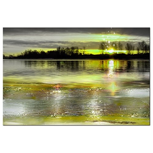 decomonkey Bilder Abstrakt Sonnenuntergang 90x60 cm 1 Teilig Leinwandbilder Bild auf Leinwand Wandbild Kunstdruck Wanddeko Wand Wohnzimmer Wanddekoration Deko