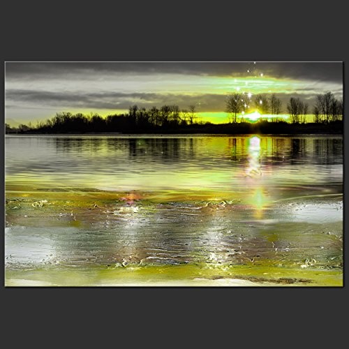 decomonkey Bilder Abstrakt Sonnenuntergang 90x60 cm 1 Teilig Leinwandbilder Bild auf Leinwand Wandbild Kunstdruck Wanddeko Wand Wohnzimmer Wanddekoration Deko