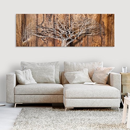 decomonkey Bilder Baum Holz 150x50 cm 1 Teilig...