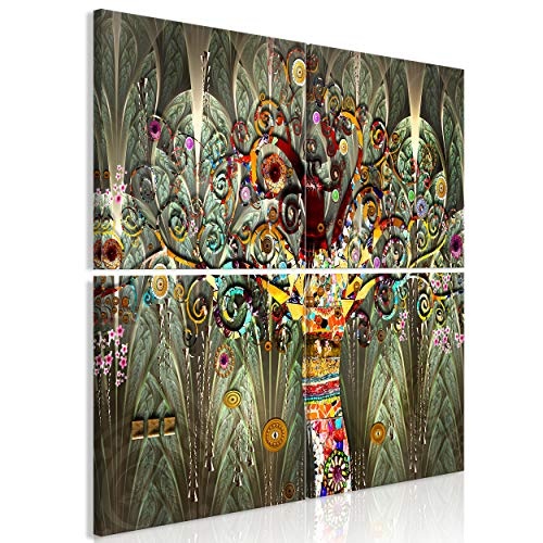 decomonkey Bilder Baum 40x40 cm 4 Teilig Leinwandbilder Bild auf Leinwand Vlies Wandbild Kunstdruck Wanddeko Wand Wohnzimmer Wanddekoration Deko Gustaw Klimt Abstrakt