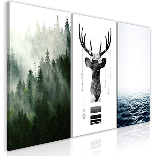 decomonkey Bilder Natur 60x30 cm 3 Teilig Leinwandbilder...