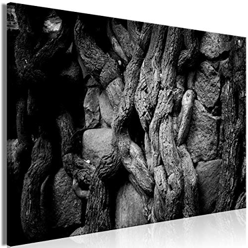 decomonkey Bilder Natur 90x60 cm 1 Teilig Leinwandbilder Bild auf Leinwand Wandbild Kunstdruck Wanddeko Wand Wohnzimmer Wanddekoration Deko Baum und Stein