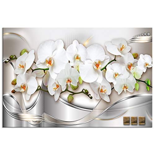 decomonkey | Mega XXXL Bilder Blumen Abstrakt | Wandbild Leinwand 170x85 cm Selbstmontage DIY Einteiliger XXL Kunstdruck zum aufhängen | Orchidee