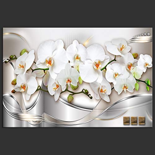 decomonkey | Mega XXXL Bilder Blumen Abstrakt | Wandbild Leinwand 170x85 cm Selbstmontage DIY Einteiliger XXL Kunstdruck zum aufhängen | Orchidee