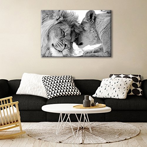 decomonkey Bilder Wandbilder Löwe Afrika 90x60 cm 1...