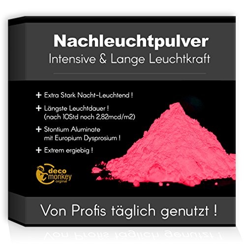 decomonkey Profi Nachleuchtpigment Glühpulver 100g rosa Nachtleuchtendes Phosphoreszierend selbstleuchtend Glow Pulver Nachleuchtpulver Leuchtfarben Nacht Leuchtpulver