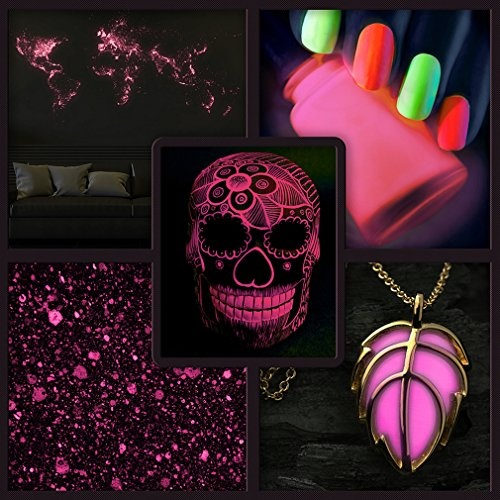 decomonkey Profi Nachleuchtpigment Glühpulver 100g rosa Nachtleuchtendes Phosphoreszierend selbstleuchtend Glow Pulver Nachleuchtpulver Leuchtfarben Nacht Leuchtpulver