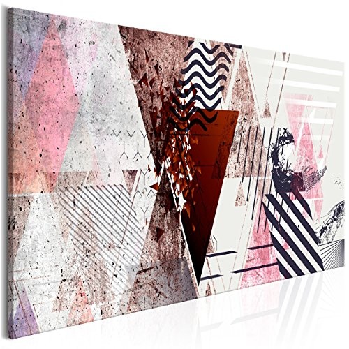 decomonkey Leinwand Bilder nachtleuchtend 135x45 cm 1 Teilig Wandbilder Tag & Nacht Design Bilder mit 3D nachleuchtenden Farben Vlies Leinwand Abstrakt Geometrisch Modern Textur Weiß Rosa Rot
