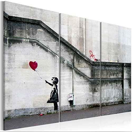 decomonkey Bilder Banksy Ballon 120x80 cm 3 Teilig...