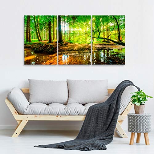 decomonkey Bilder Wald 120x60 cm 3 Teilig Leinwandbilder...