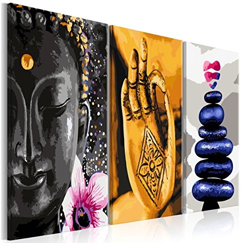 decomonkey Bilder Buddha 120x60 cm 3 Teilig...