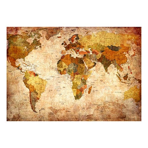 decomonkey Fototapete Weltkarte 200x140 cm Tapete Wandbild Riesen Wandbild Bild Fototapeten Tapeten Wandtapete  WandVintage Retro Kontinente Atlas Landkarte