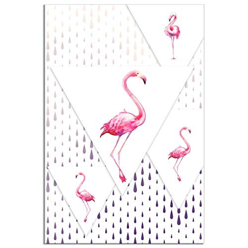 decomonkey Bilder Flamingo 40x60 cm 1 Teilig Leinwandbilder Bild auf Leinwand Vlies Wandbild Kunstdruck Wanddeko Wand Wohnzimmer Wanddekoration Deko Geometrisch