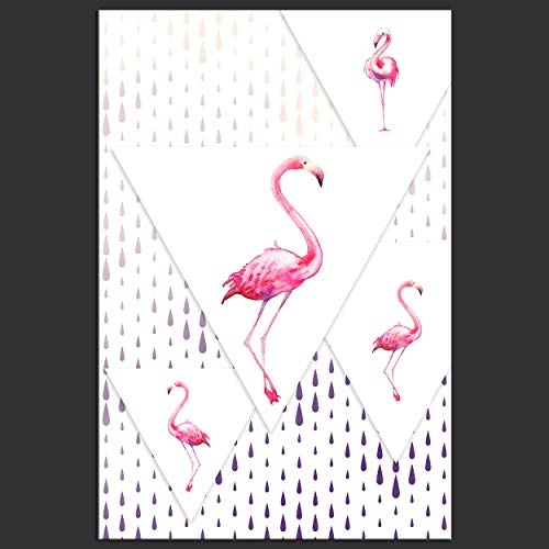 decomonkey Bilder Flamingo 40x60 cm 1 Teilig Leinwandbilder Bild auf Leinwand Vlies Wandbild Kunstdruck Wanddeko Wand Wohnzimmer Wanddekoration Deko Geometrisch
