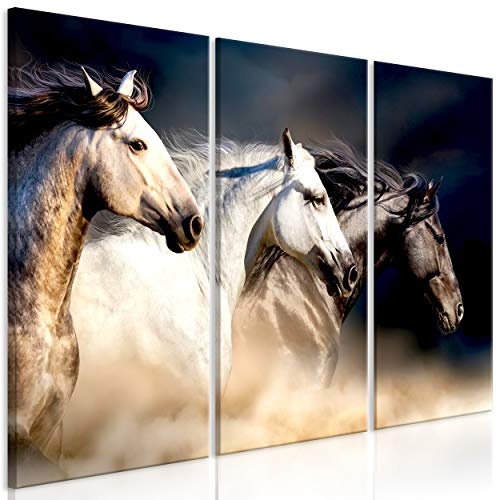 decomonkey Bilder Pferd 135x90 cm 3 Teilig Leinwandbilder...