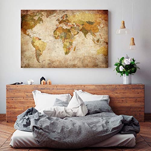 decomonkey | Mega XXXL Bilder Weltkarte | Wandbild Leinwand 170x85 cm Selbstmontage DIY Einteiliger XXL Kunstdruck zum aufhängen | Welt Kontinente