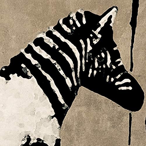 decomonkey Akustikbild Banksy Graffiti 120x80 cm 1 Teilig Bilder Leinwandbilder Wandbilder XXL Schallschlucker Schallschutz Akustikdämmung Wandbild Deko leise Street Art Mural Zebra