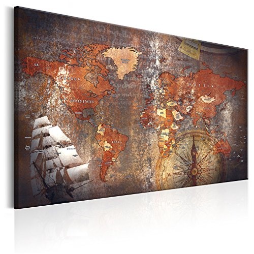 decomonkey Bilder Weltkarte 120x80 cm 1 Teilig Leinwandbilder Bild auf Leinwand Wandbild Kunstdruck Wanddeko Wand Wohnzimmer Wanddekoration Deko Welt Landkarte Kontinente