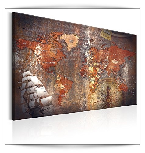 decomonkey Bilder Weltkarte 120x80 cm 1 Teilig Leinwandbilder Bild auf Leinwand Wandbild Kunstdruck Wanddeko Wand Wohnzimmer Wanddekoration Deko Welt Landkarte Kontinente