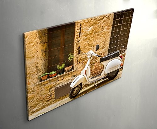 Paul Sinus Art Leinwandbilder | Bilder Leinwand 120x80cm weiße Vespa