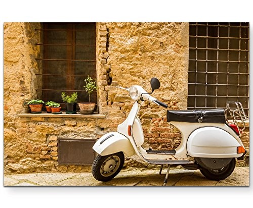 Paul Sinus Art Leinwandbilder | Bilder Leinwand 120x80cm weiße Vespa