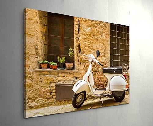 Paul Sinus Art Leinwandbilder | Bilder Leinwand 120x80cm weiße Vespa