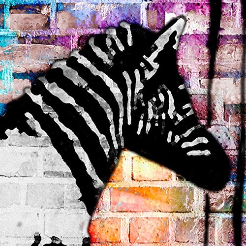 decomonkey Bilder Banksy 120x80 cm 1 Teilig Leinwandbilder Bild auf Leinwand Wandbild Kunstdruck Wanddeko Wand Wohnzimmer Wanddekoration Deko Street Art Graffiti Zebra